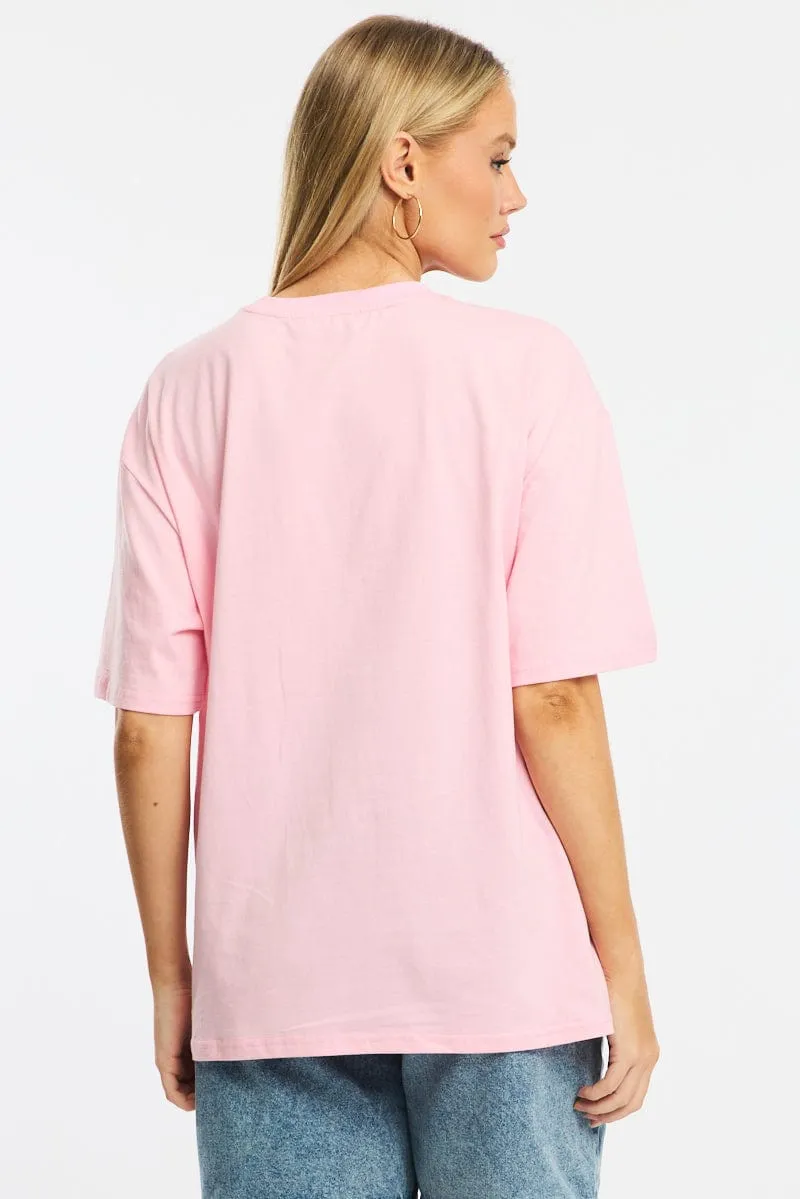 Pink Graphic Tee Short Sleeve sold by Ally Fashion product image thumbnail 4