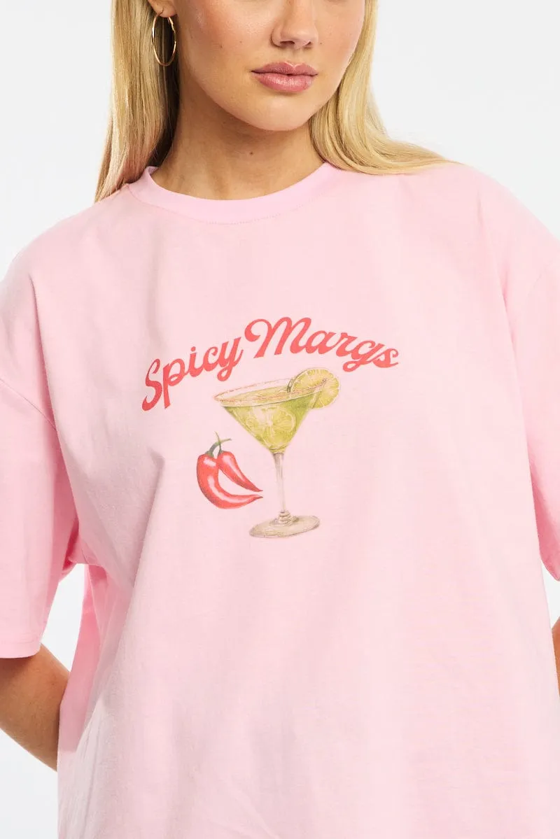 Pink Graphic Tee Short Sleeve sold by Ally Fashion product image thumbnail 5