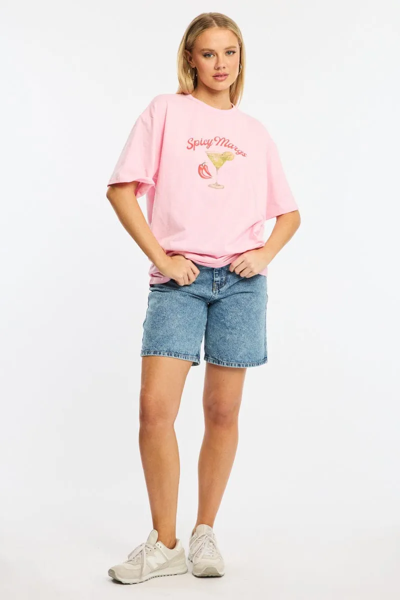 Pink Graphic Tee Short Sleeve sold by Ally Fashion product image thumbnail 2