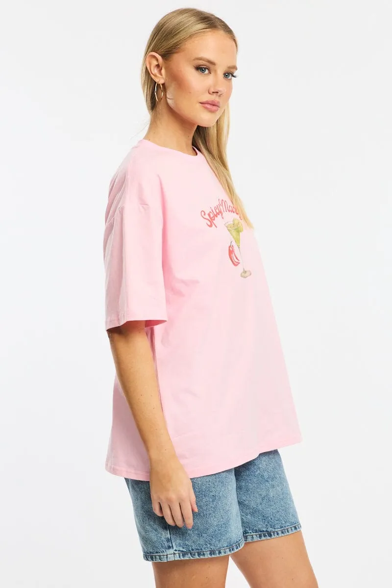 Pink Graphic Tee Short Sleeve sold by Ally Fashion product image thumbnail 3