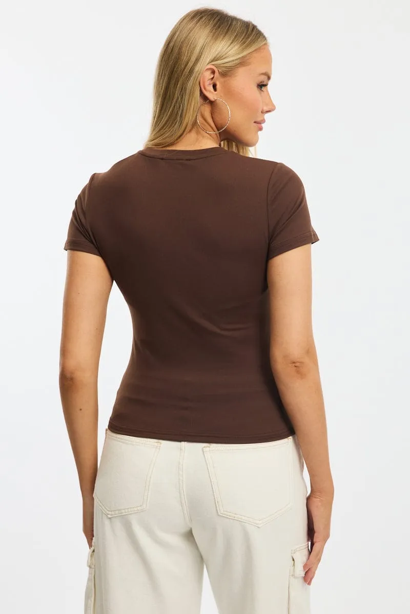 Brown Supersoft T-shirt Short Sleeve Crew Neck sold by Ally Fashion product image thumbnail 4