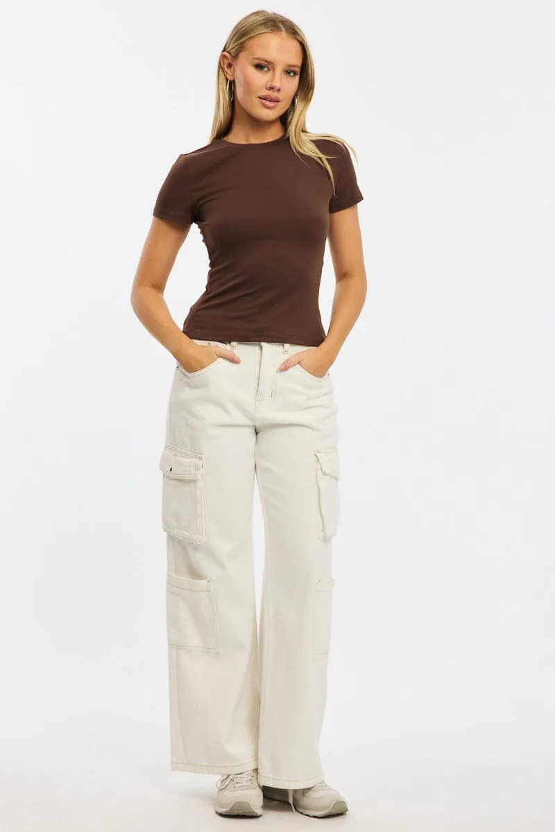 Brown Supersoft T-shirt Short Sleeve Crew Neck sold by Ally Fashion product image thumbnail 2