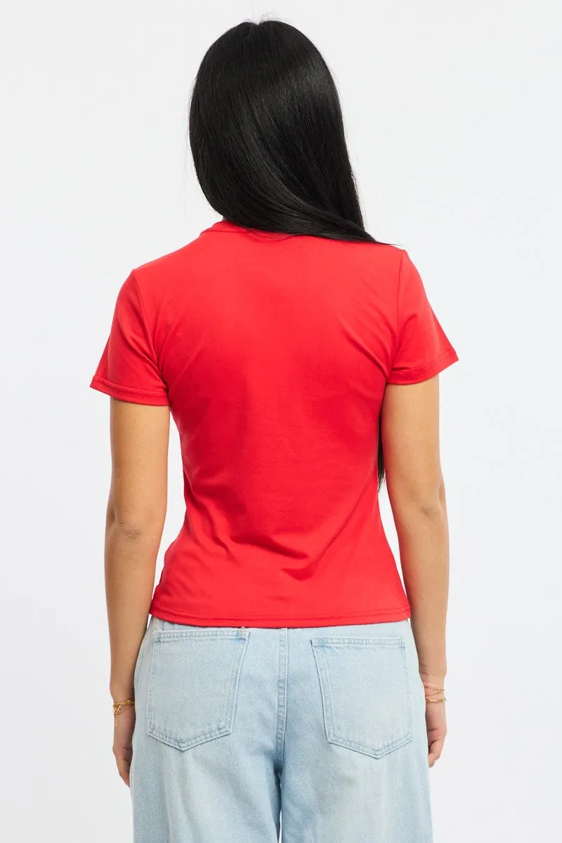 Red T-shirt Short Sleeve Crew Neck sold by Ally Fashion product image thumbnail 4
