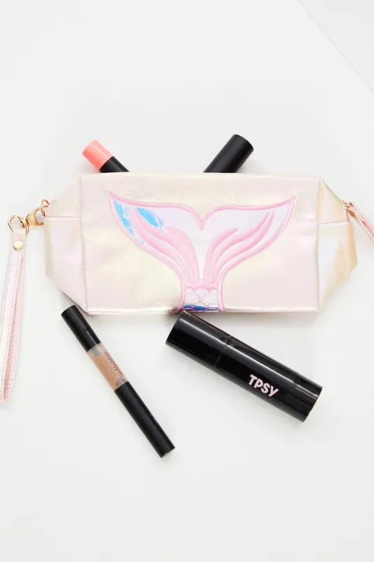 Print Mermaid Tail Irridescent Make-Up Bag sold by Ally Fashion