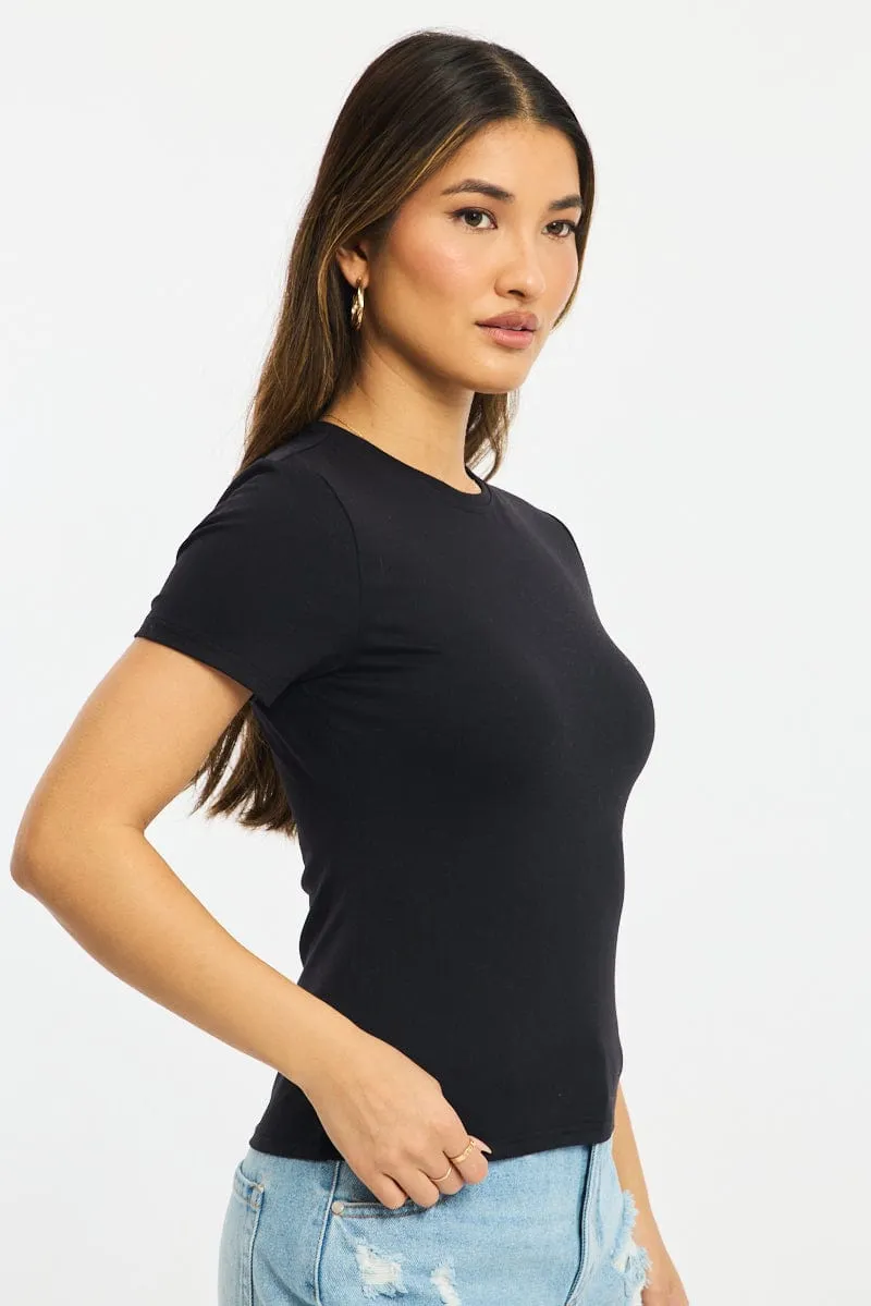 Black Supersoft Crew Neck Short Sleeve sold by Ally Fashion product image thumbnail 3