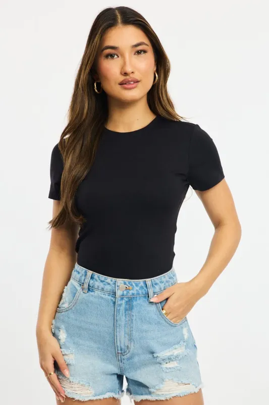 Black Supersoft Crew Neck Short Sleeve sold by Ally Fashion