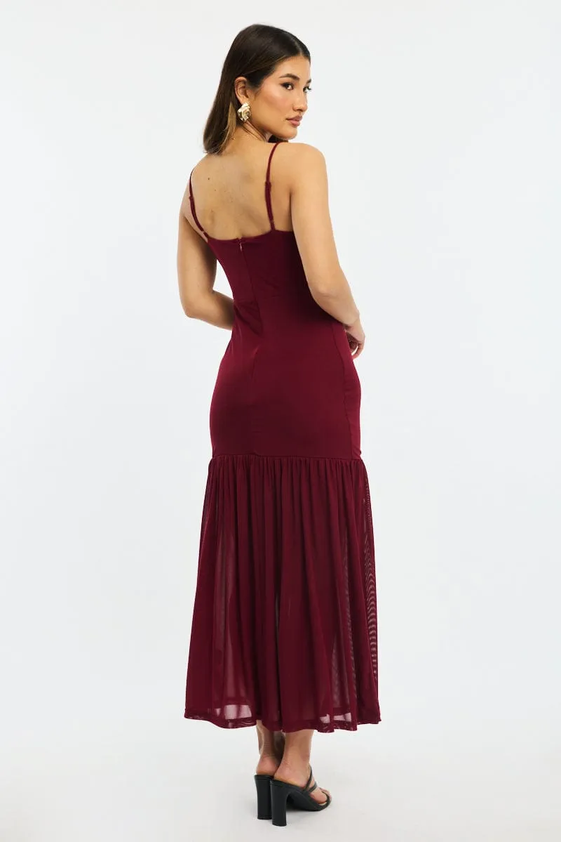 Red Maxi Dress Gathered Bust Mesh sold by Ally Fashion product image thumbnail 4