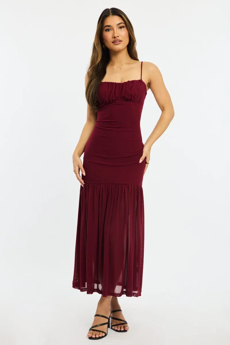 Red Maxi Dress Gathered Bust Mesh sold by Ally Fashion product image thumbnail 2