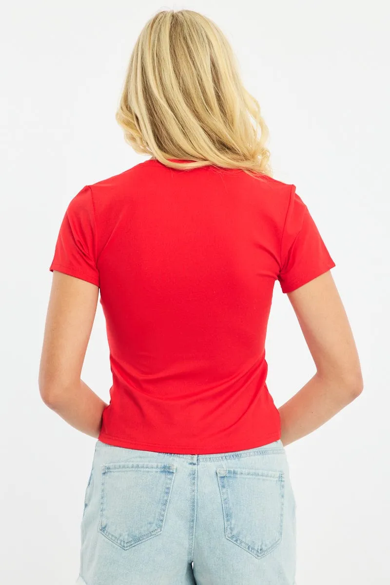 Red Supersoft Crew Neck Short Sleeve sold by Ally Fashion product image thumbnail 4