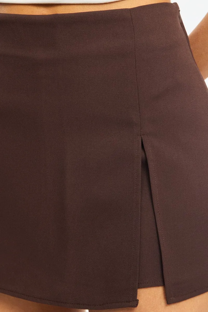Brown Mini Skort Mid Rise Tailored Lined sold by Ally Fashion product image thumbnail 5