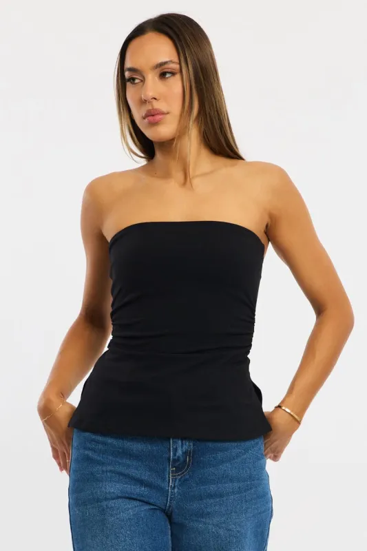 Black Bandeau Top Side Split sold by Ally Fashion