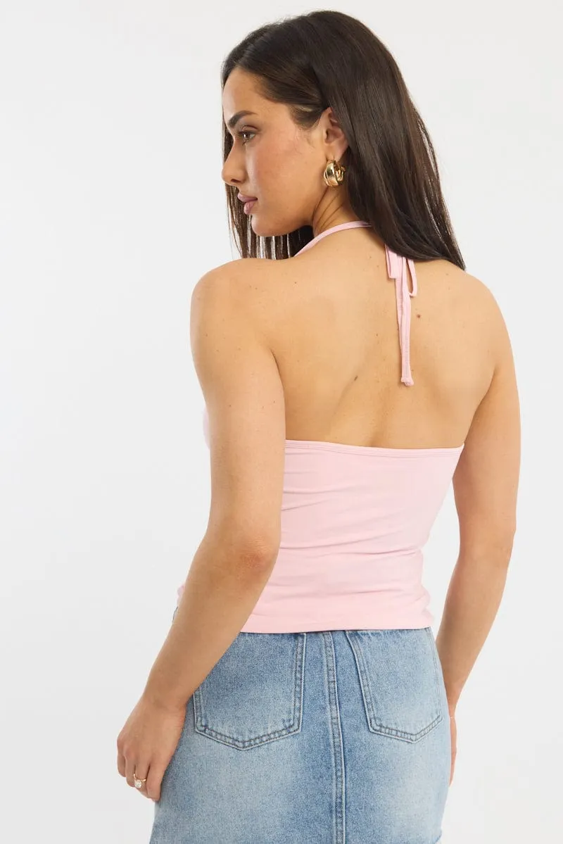 Pink Supersoft Halter Neck Top sold by Ally Fashion product image thumbnail 4