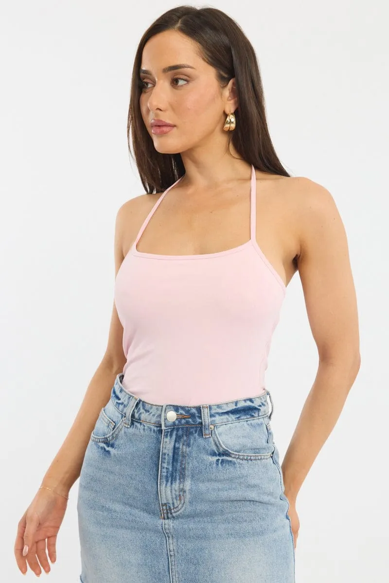 Pink Supersoft Halter Neck Top sold by Ally Fashion