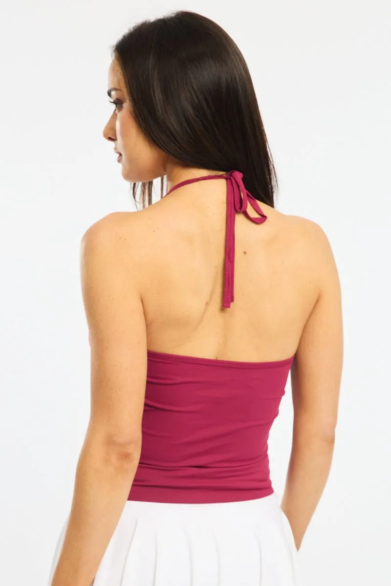 Red Supersoft Halter Neck Top sold by Ally Fashion product image thumbnail 4