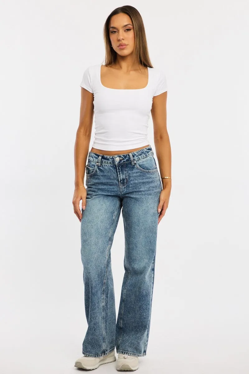 White Supersoft Top Square Neck Short Sleeve sold by Ally Fashion product image thumbnail 2