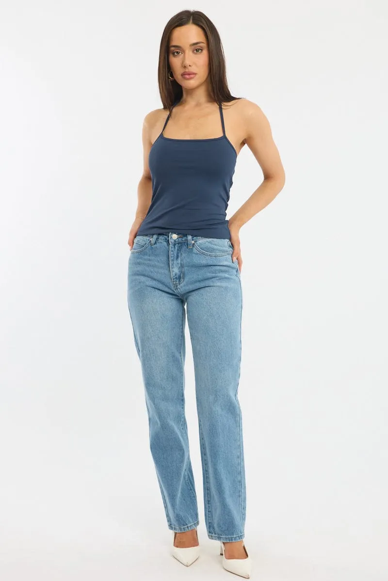 Blue Supersoft Halter Neck Top sold by Ally Fashion product image thumbnail 2