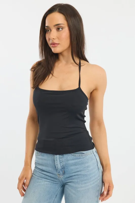 Black Supersoft Halter Neck Top sold by Ally Fashion