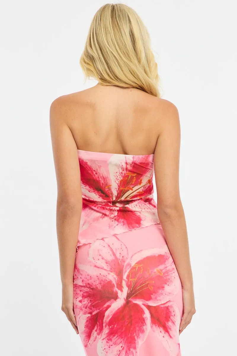 Pink Floral Bandeau Top Mesh sold by Ally Fashion product image thumbnail 4