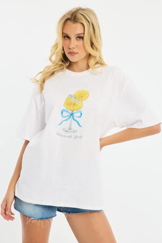White Graphic Tee Short Sleeve sold by Ally Fashion