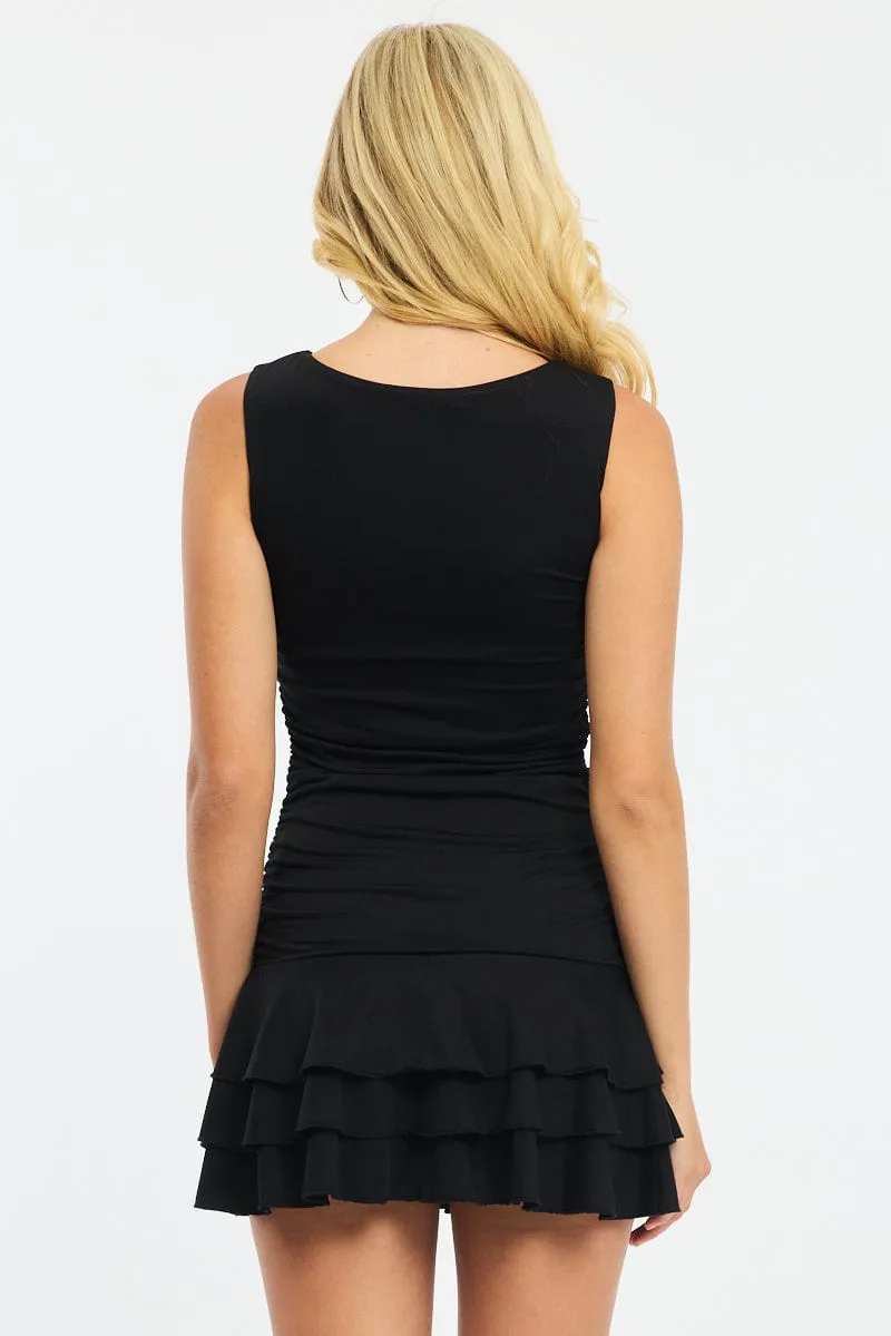 Black Mini Dress Frilled Hem Supersoft sold by Ally Fashion product image thumbnail 4