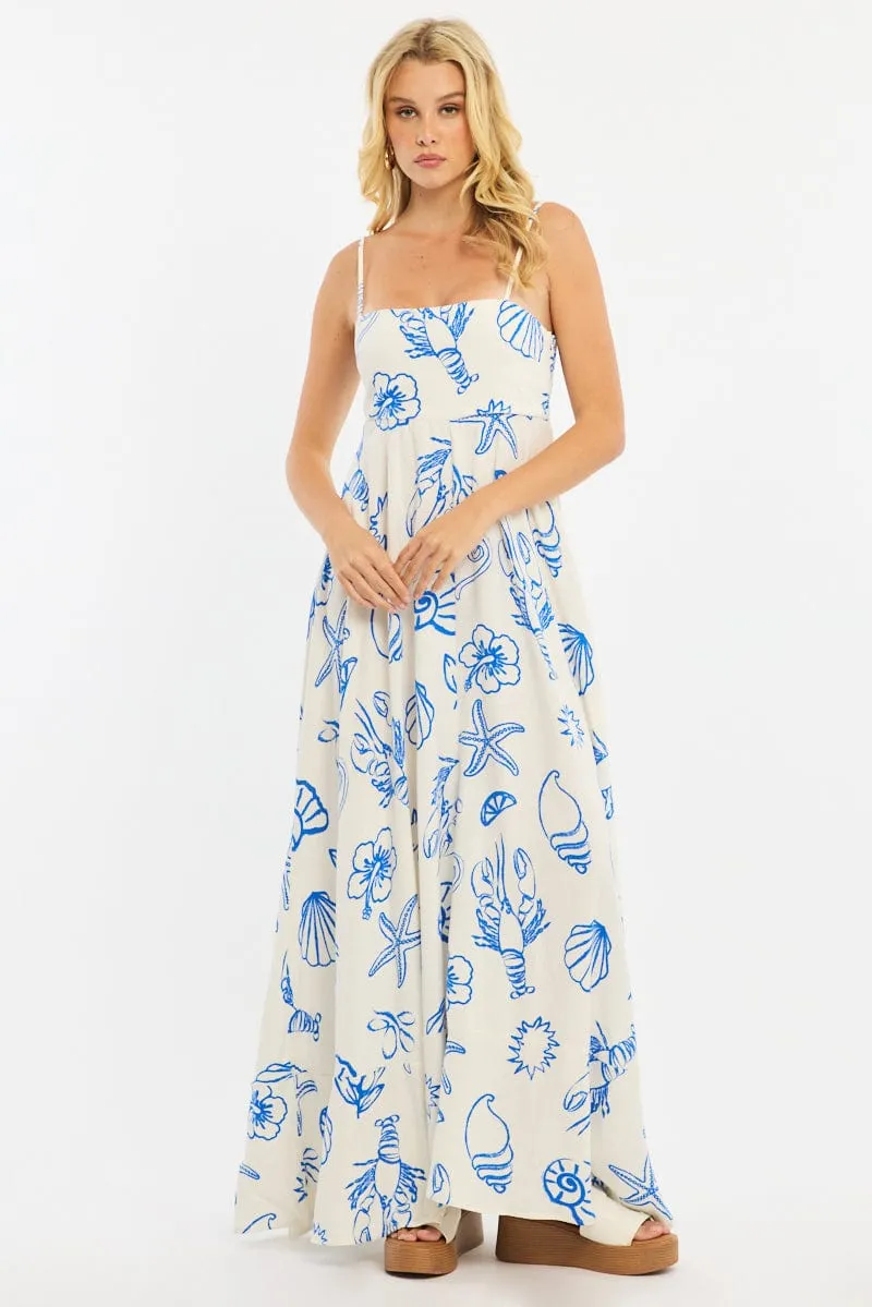 Blue Abstract Maxi Dress Strappy sold by Ally Fashion