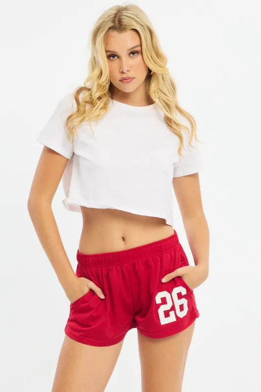 Red Track Shorts Elastic Waist sold by Ally Fashion