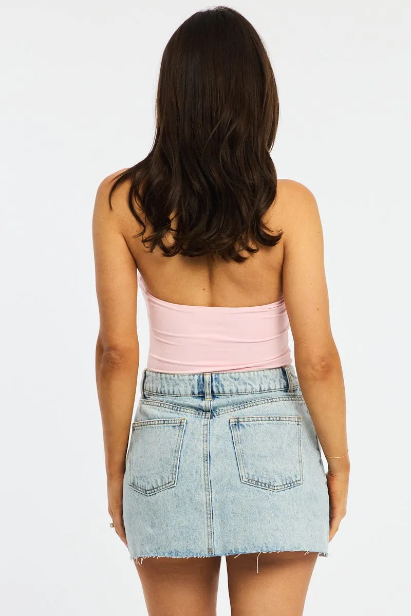 Denim Denim Mini Skirt Mid Rise Raw Edge sold by Ally Fashion product image thumbnail 5