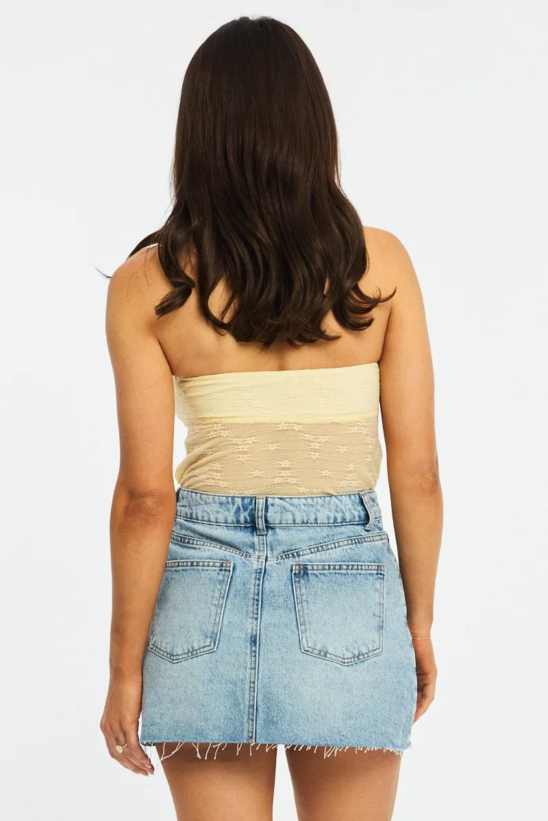 Denim Denim Mini Skirt Mid Rise Raw Edge sold by Ally Fashion product image thumbnail 5