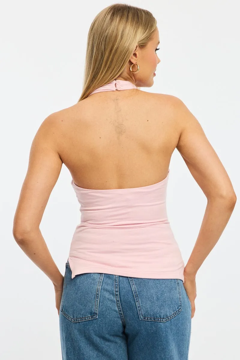 Pink High Neck Top Sleeveless sold by Ally Fashion product image thumbnail 4
