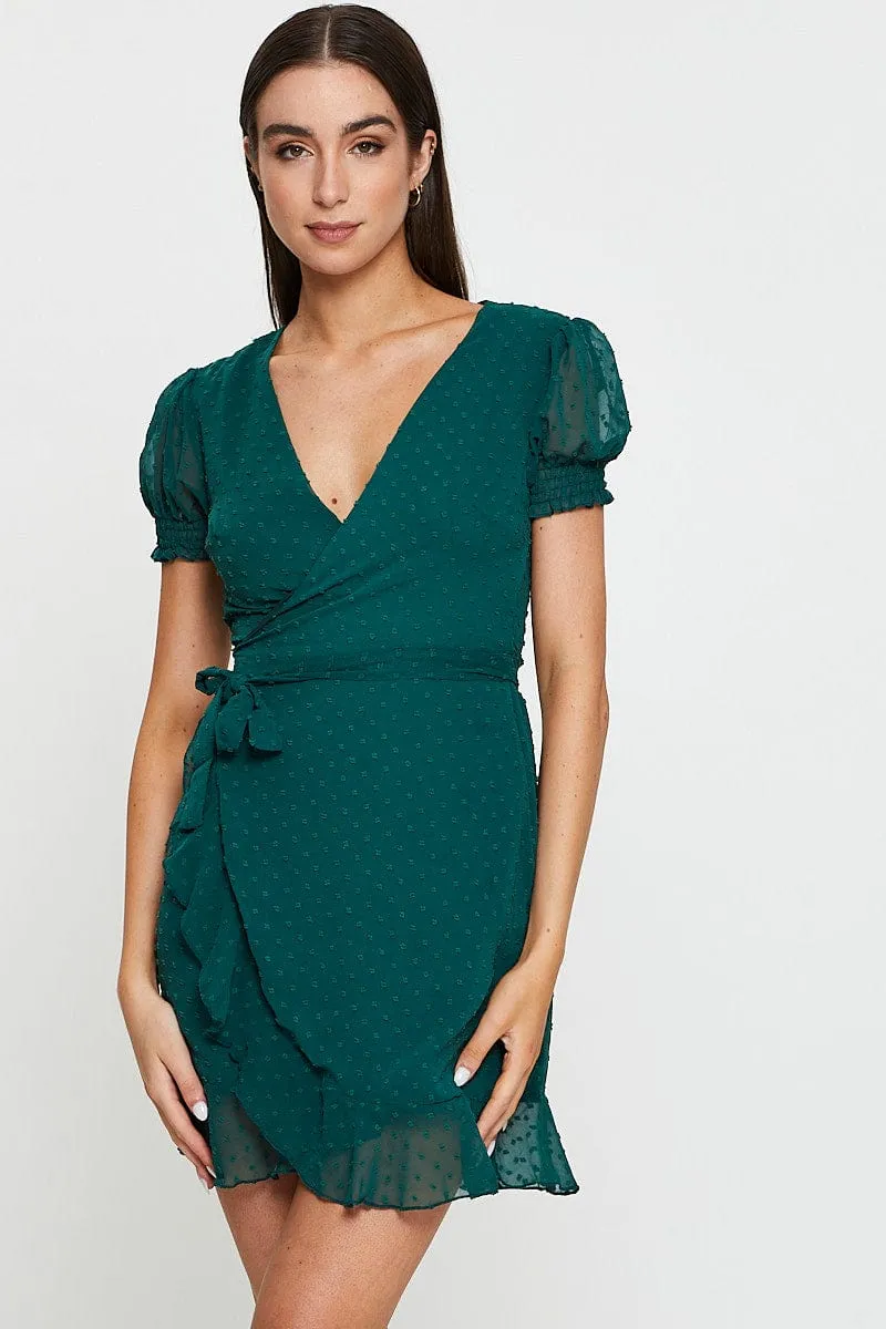 Green Wrap Dress Mini sold by Ally Fashion