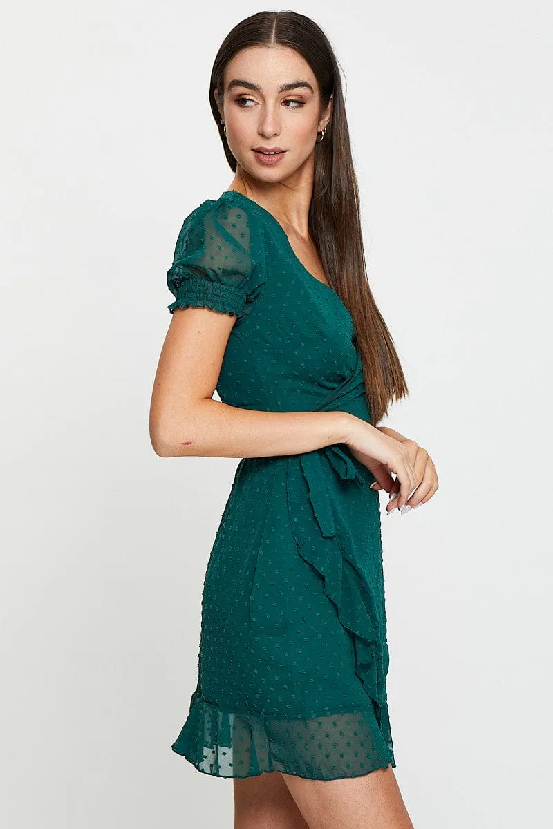 Green Wrap Dress Mini sold by Ally Fashion product image thumbnail 4