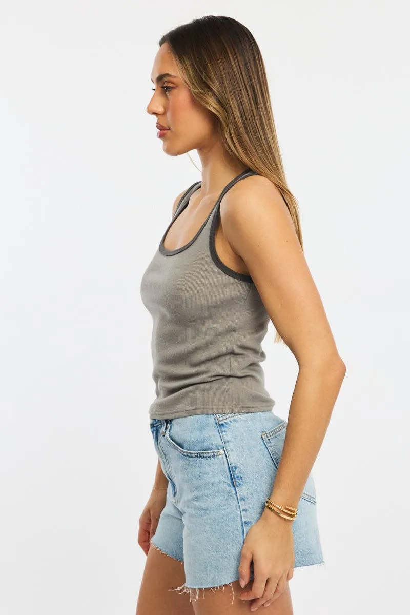 Grey Tank Sleeveless sold by Ally Fashion product image thumbnail 3