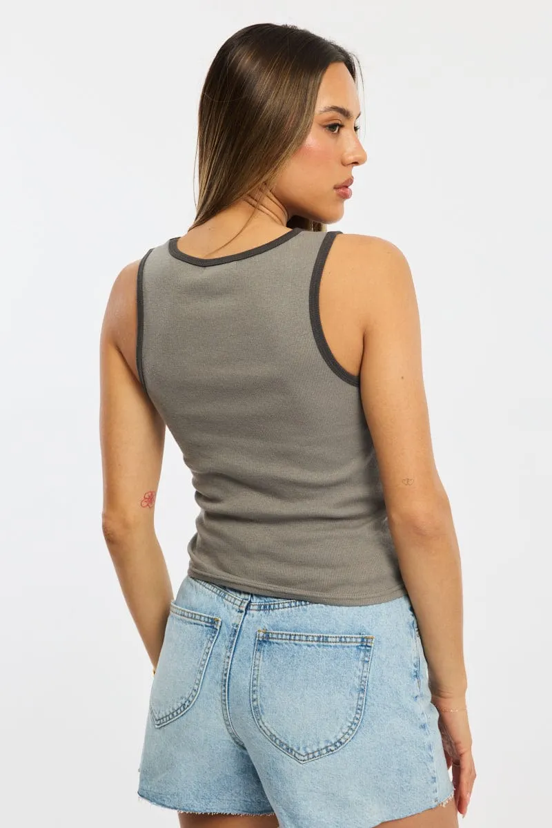 Grey Tank Sleeveless sold by Ally Fashion product image thumbnail 4