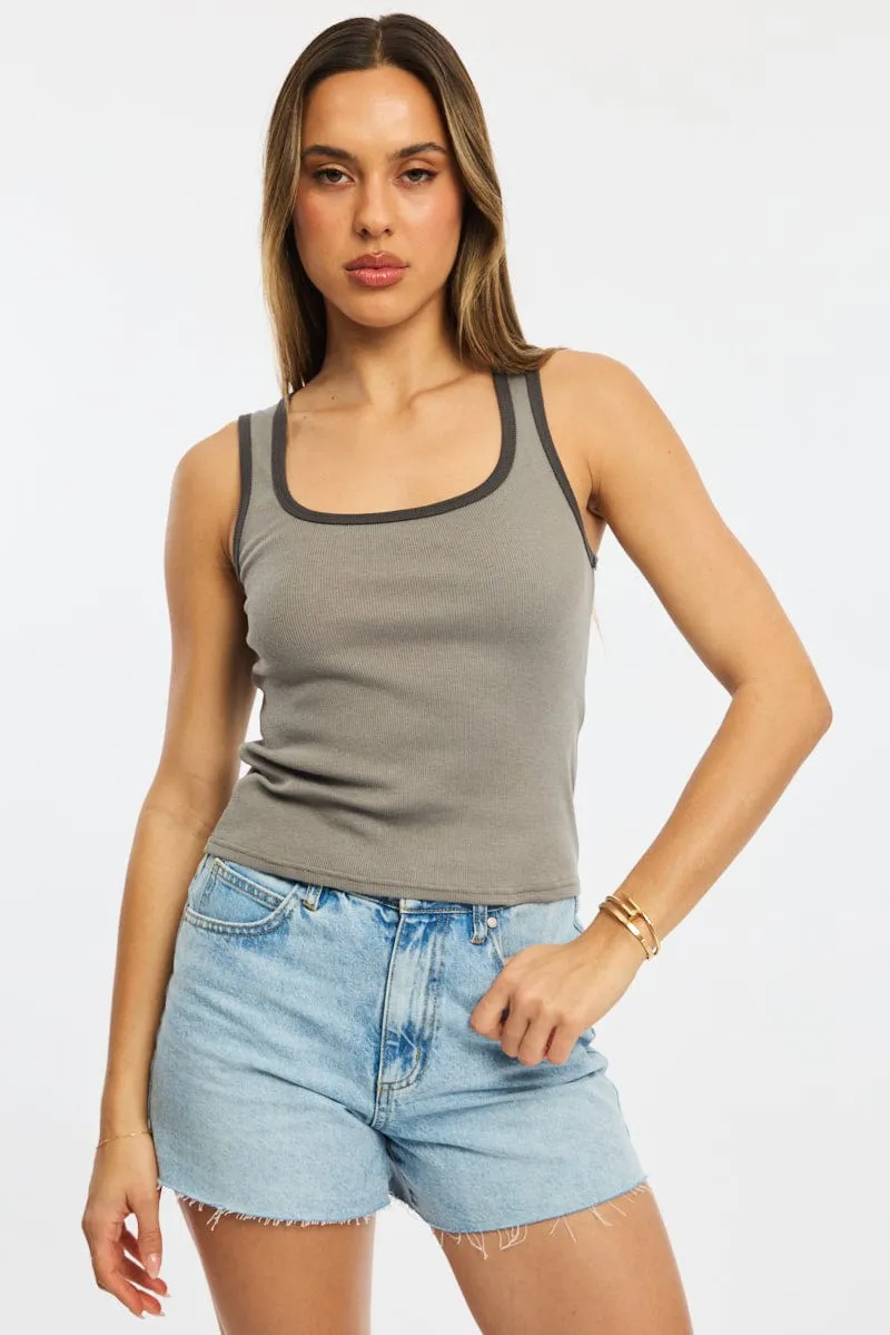 Grey Tank Sleeveless sold by Ally Fashion