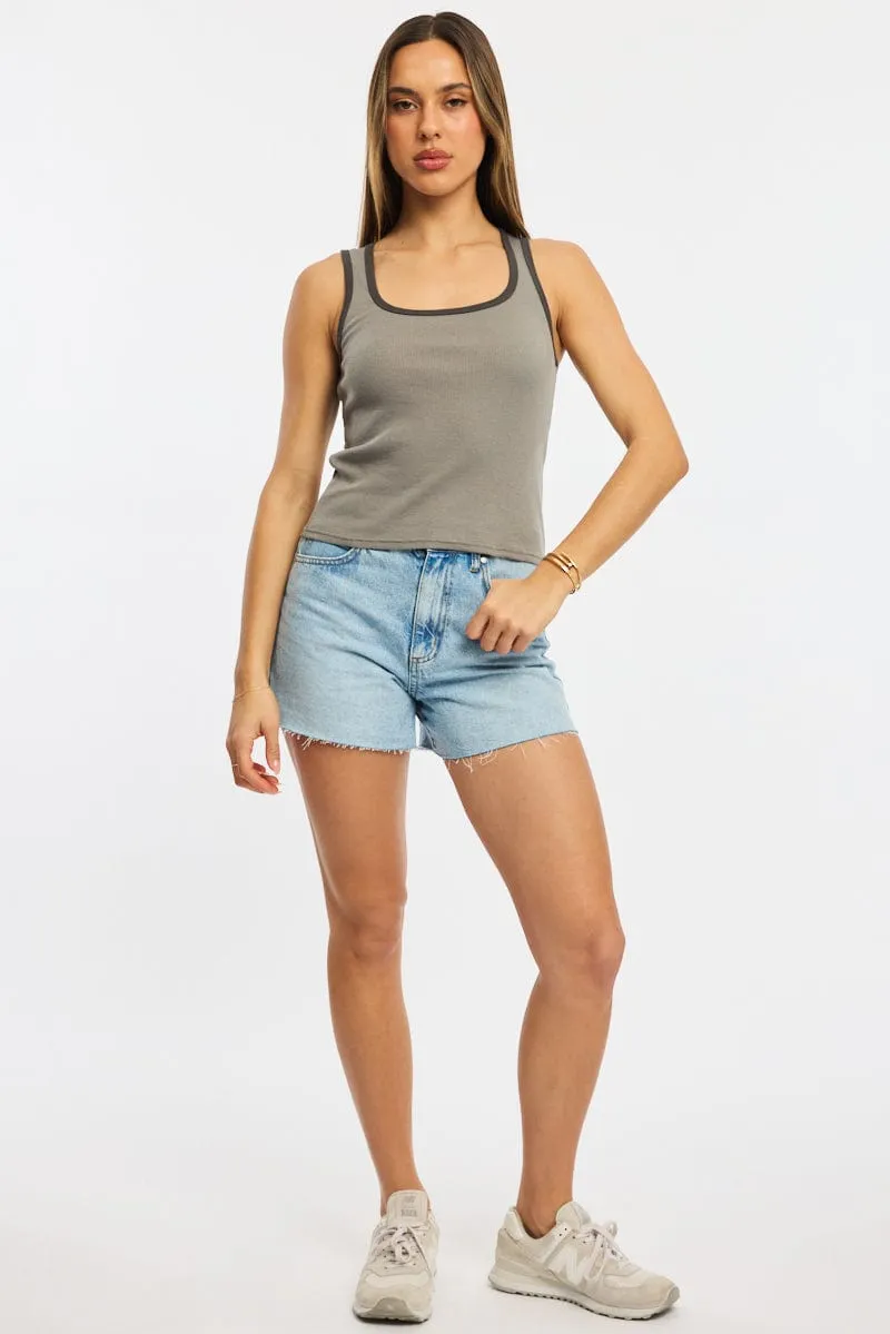 Grey Tank Sleeveless sold by Ally Fashion product image thumbnail 2