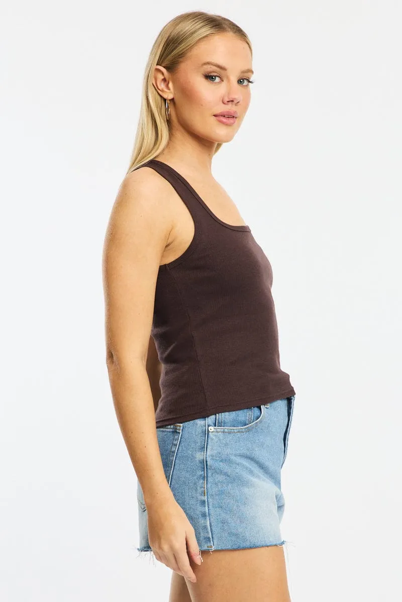 Brown Tank Sleeveless sold by Ally Fashion product image thumbnail 3