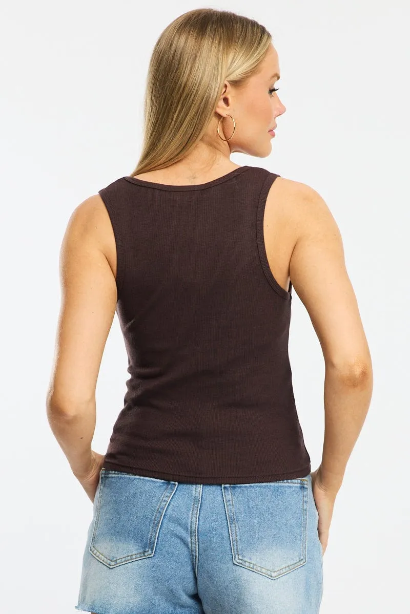 Brown Tank Sleeveless sold by Ally Fashion product image thumbnail 4