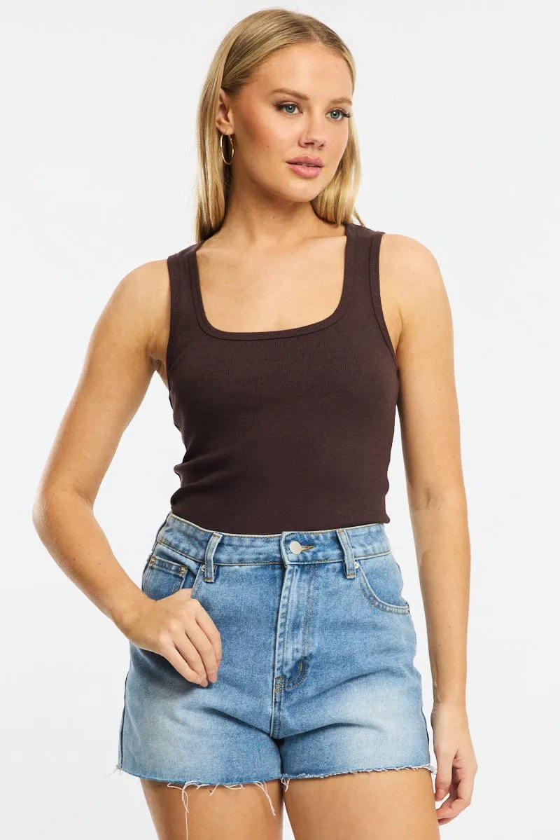 Brown Tank Sleeveless sold by Ally Fashion