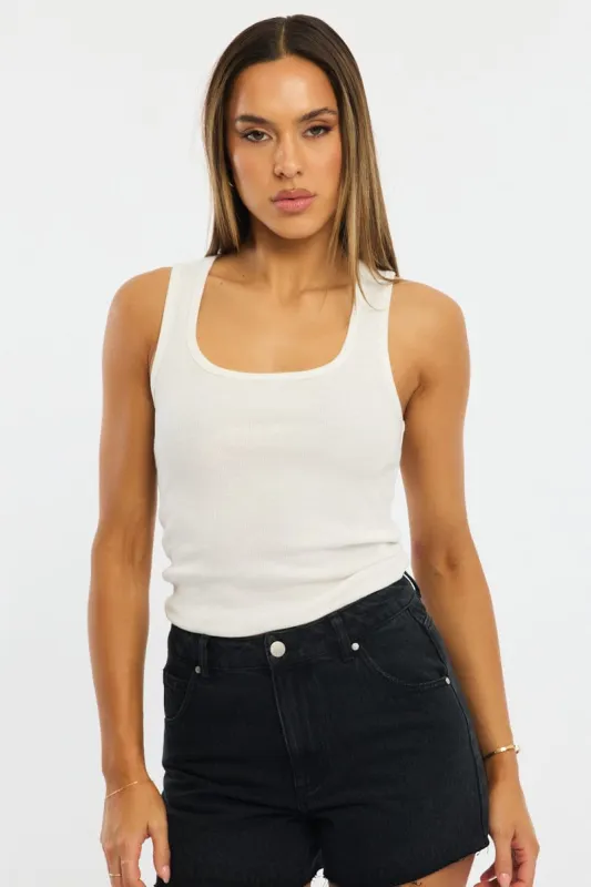 White Tank Sleeveless sold by Ally Fashion