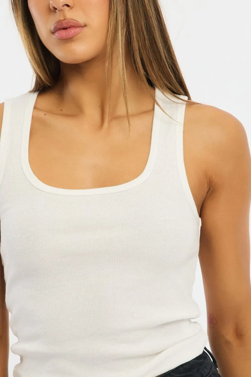 White Tank Sleeveless sold by Ally Fashion product image thumbnail 5