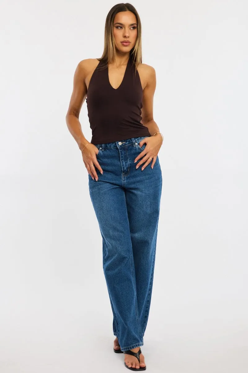 Brown Supersoft Halter Neck Top sold by Ally Fashion product image thumbnail 2