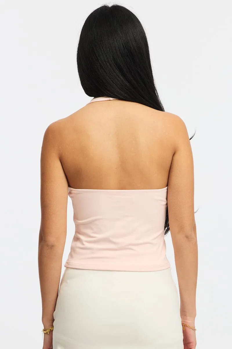 Pink Supersoft Halter Neck Top sold by Ally Fashion product image thumbnail 4