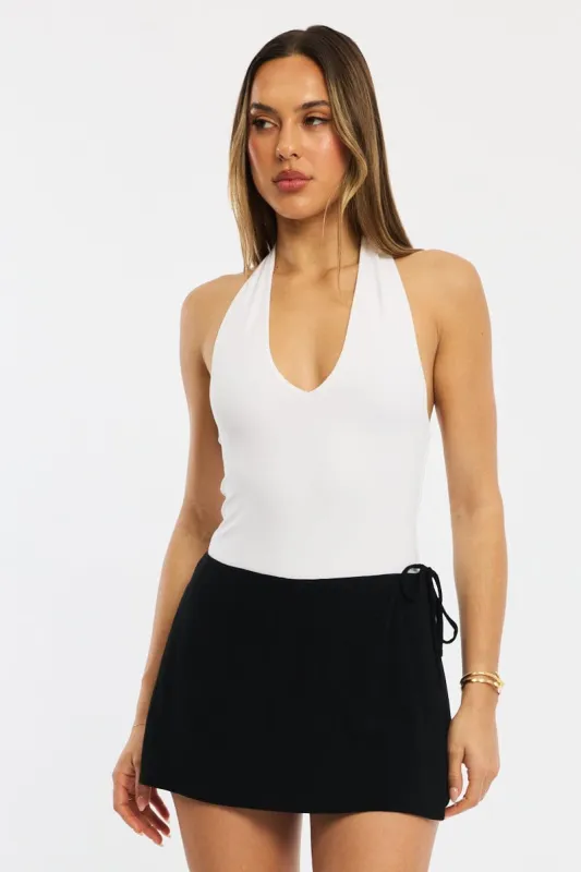 White Halter Neck Bodysuit sold by Ally Fashion