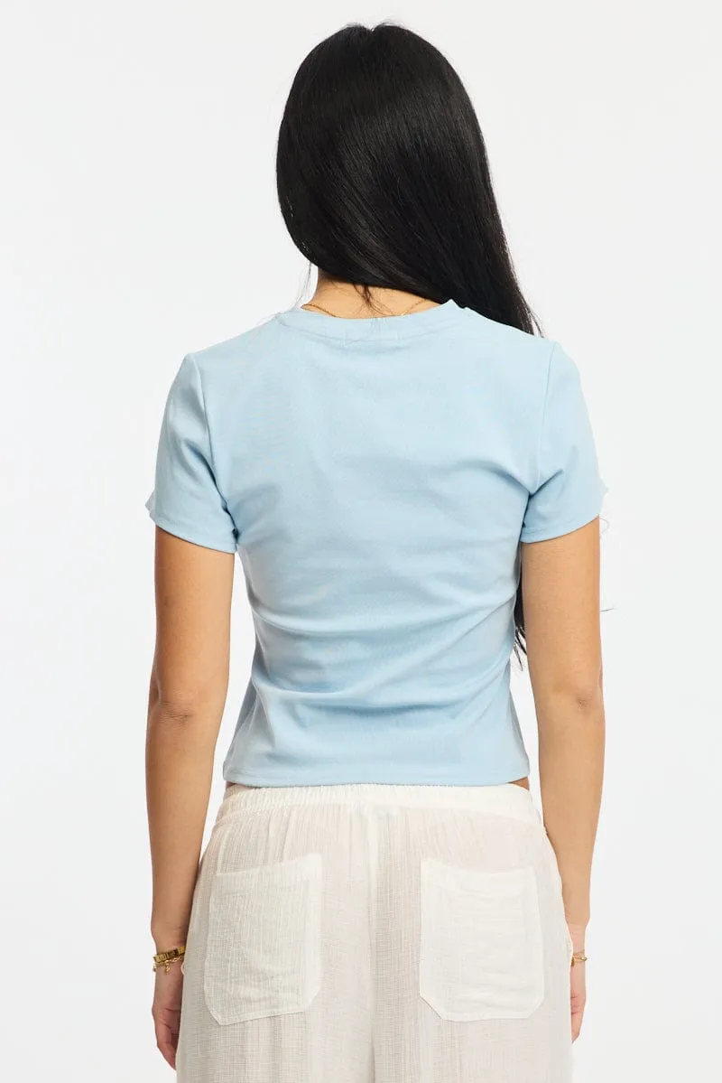 Blue Graphic Tee Short Sleeve sold by Ally Fashion product image thumbnail 4