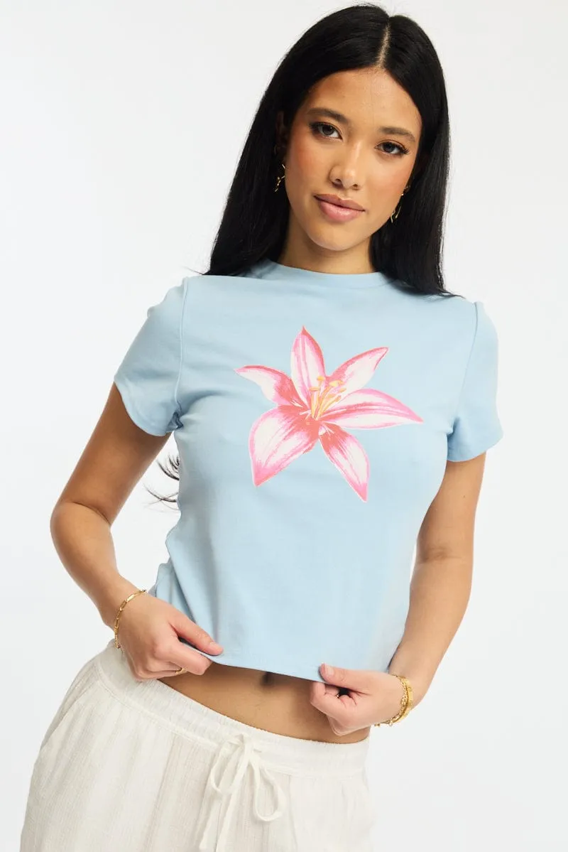 Blue Graphic Tee Short Sleeve sold by Ally Fashion