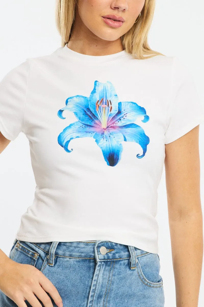 White Graphic Tee Short Sleeve sold by Ally Fashion product image thumbnail 5