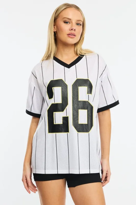 White Stripe Sports Tee Short Sleeve sold by Ally Fashion