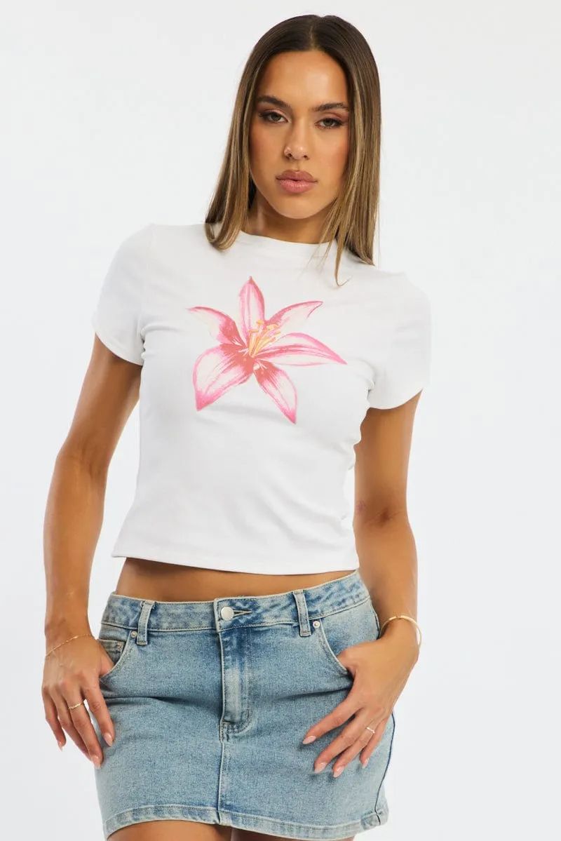 White Graphic Tee Short Sleeve sold by Ally Fashion