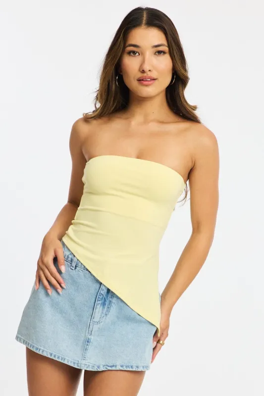 Yellow Bandeau Top Asymmetric Hem sold by Ally Fashion