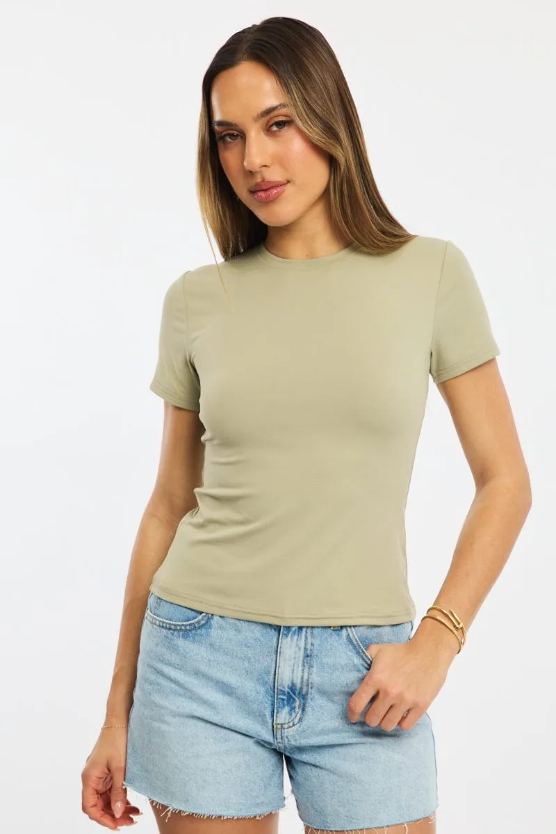 Green Supersoft Crew Neck Short Sleeve sold by Ally Fashion